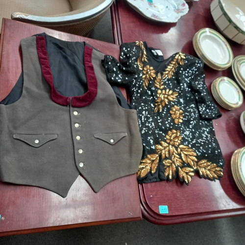 446 - Two Vintage Dresses, Vintage Coat, Frank Usher Blouse and a Waistcoat