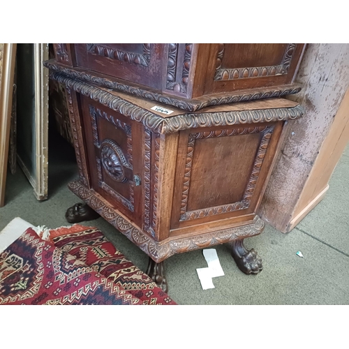 1049 - Pair of 19th Century Carved Oak Side Cabinet or Bedside Lockers (worm)