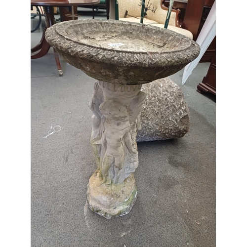 1050 - Garden Statuary - Bird Bath - old concrete (82cm Tall)