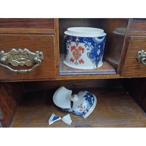 702 - Edwardian Oak Smokers Cabinet with Fitted Interior