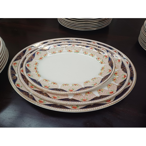 709 - Victorian Scottish Pottery Dinner Service including 3 Graduated Platters - Serves 6 (42 Pieces)