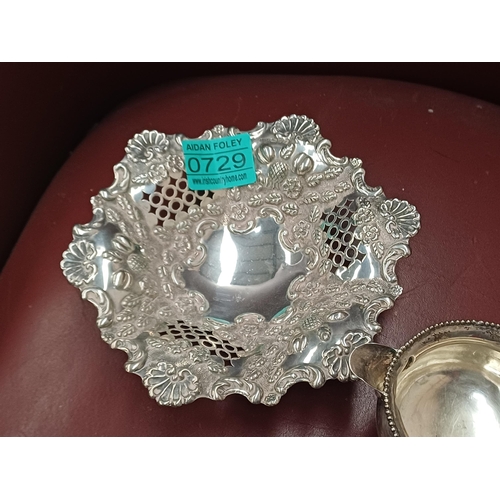 729 - Chester Silver Posy Dish and a small Silver Milk Jug by Walker & Hall