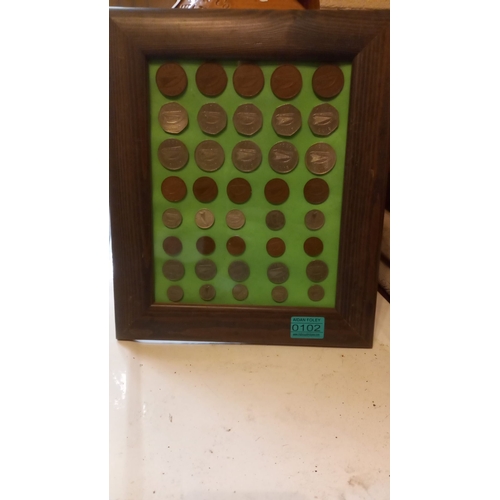 102 - Framed Collection of  Irish Coinage (1942-1999)