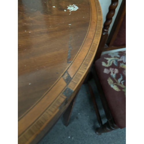 879 - Georgian Mahogany Games Table with Inlaid and crossbanded top (needs some veneer)