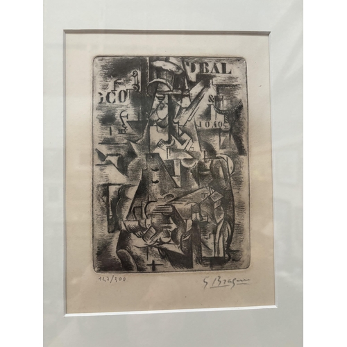 882 - Etching Signed Brague numbered 147/300.  Sheet is 29cm x 23cm