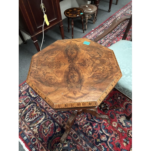 889 - Victorian Walnut Trumpet Sewing Table on Tripod Base