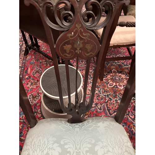 890 - Art Nouveau Mahogany Armchair with Inlaid Decoration