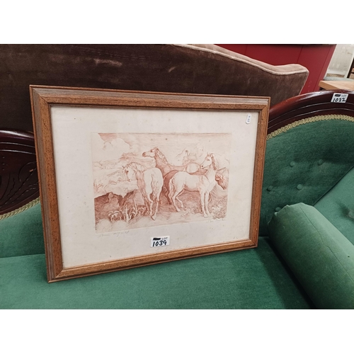 1039 - Interesting Etching of Horses Signed in Pencil