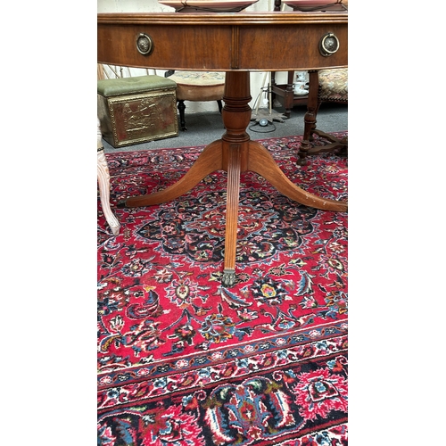 988 - Regency Style Mahogany Drum Table with Tooled Leather Circular Top