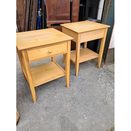 12 - Two One Drawer Maple Bedside or Lamp Tables