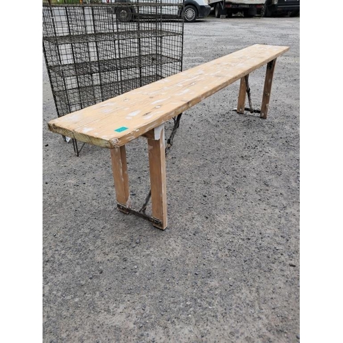 13 - Long Pine Bench with Fold Up Legs (197cm Long)