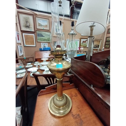 181 - Vintage Brass Column Oil Lamp