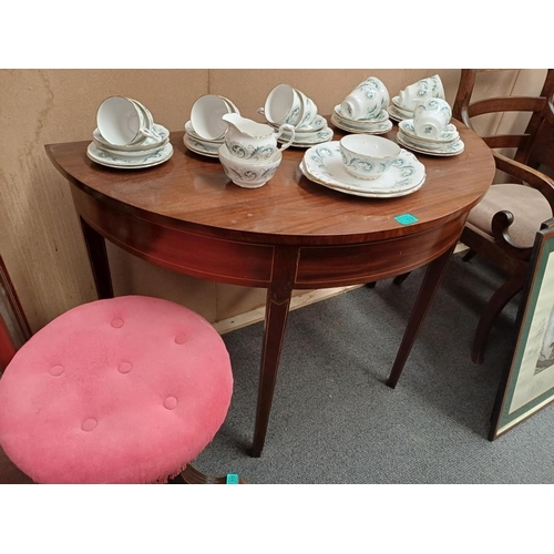 189 - Georgian Mahogany Demi-Lune Side or Hall Table with Boxwood Stringing