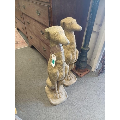 19 - Garden Statuary - Pair of Seated Dog Figures - Heavy (75cm Tall)