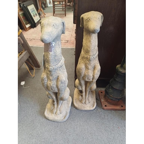 19 - Garden Statuary - Pair of Seated Dog Figures - Heavy (75cm Tall)