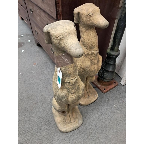 19 - Garden Statuary - Pair of Seated Dog Figures - Heavy (75cm Tall)