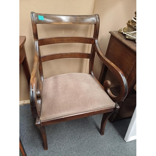 195 - Regency Style Walnut Carver Armchair