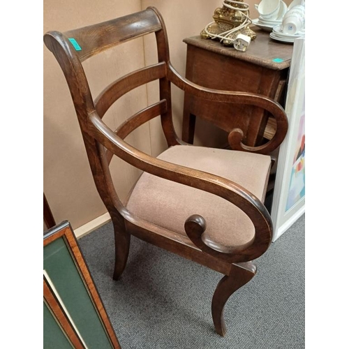 195 - Regency Style Walnut Carver Armchair