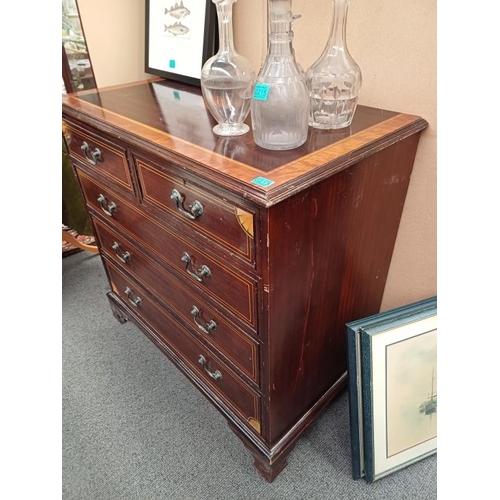 213 - Georgian Style Chest of Drawers with Inlaid Decorative Top - 20th Century