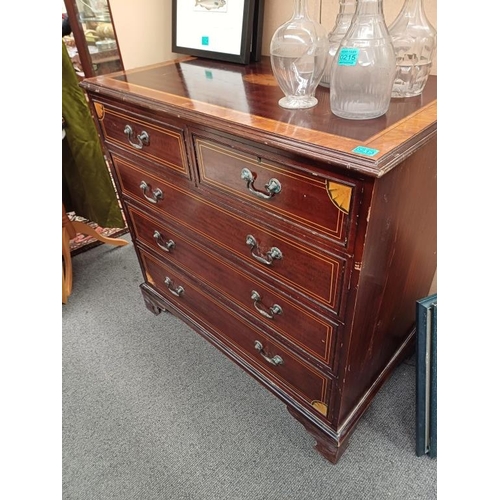 213 - Georgian Style Chest of Drawers with Inlaid Decorative Top - 20th Century