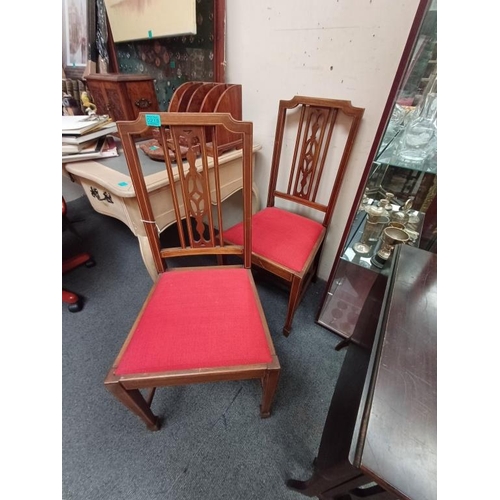 218 - Edwardian Inlaid Mahogany Bedroom Chair - Pair