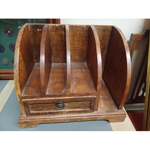 221 - Edwardian Rouge Marble Inkwell Desk Tidy and a Hardwood Stationery Stand