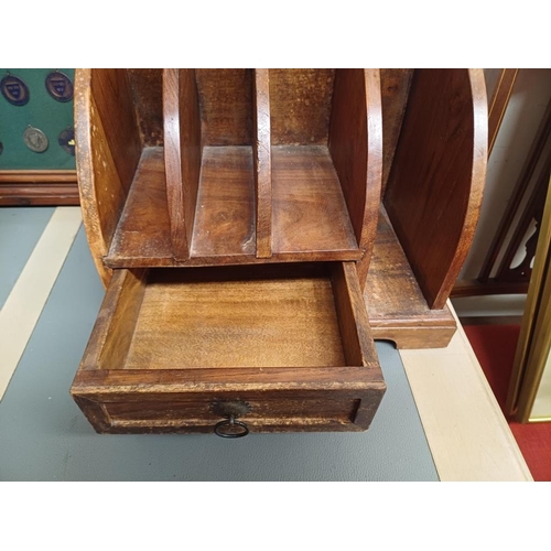 221 - Edwardian Rouge Marble Inkwell Desk Tidy and a Hardwood Stationery Stand