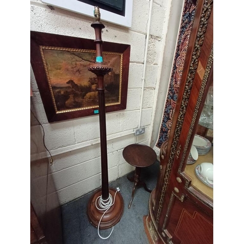 247 - Vintage Mahogany Standard Lamp and a Wine Table