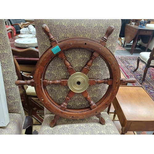 248 - Mahogany and Brass Ship's Wheel (62cm Diameter)