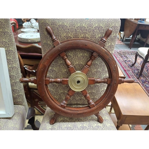 248 - Mahogany and Brass Ship's Wheel (62cm Diameter)