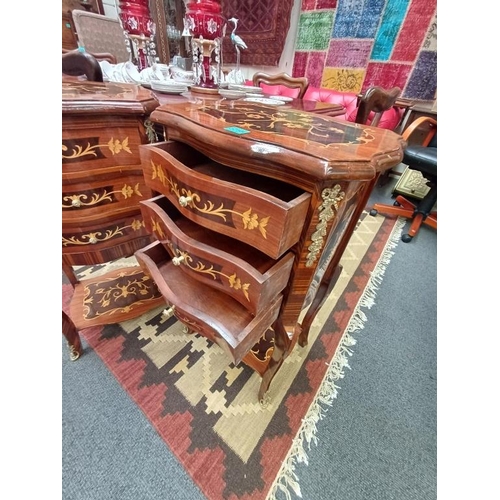 255 - Pair of French Style 3 Drawer Bedside Chests - 20th Century