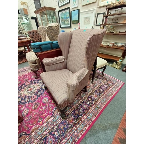 259 - Georgian Style Upholstered Wing Back Armchair