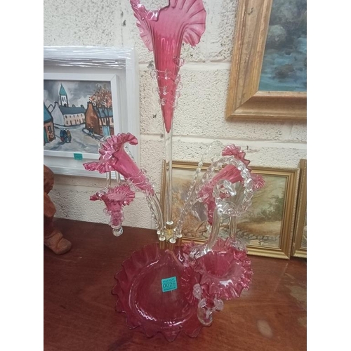 26 - Cranberry Glass Epergne