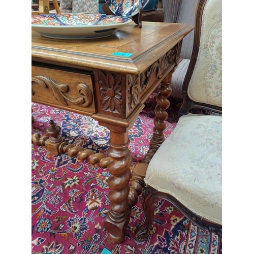 261 - 19th Century French Mahogany 2 Drawer Library Table