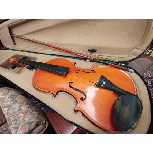 266 - Cased Fiddle and Bow