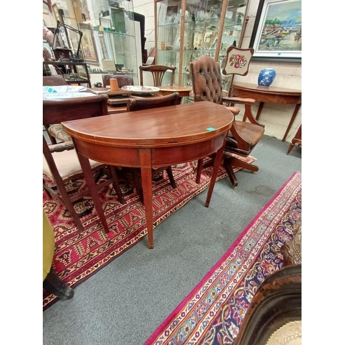 269 - Georgian Mahogany Half Moon Games Table with Boxwood Stringing