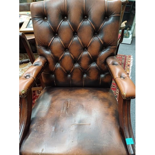 274 - Vintage Leather Swivel Office Chair