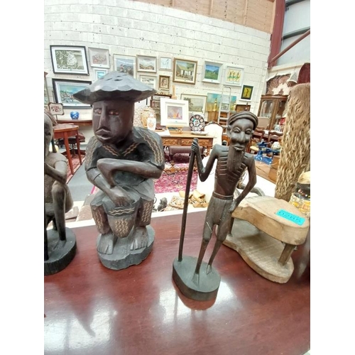 285 - Collection of Hardwood Figures & an African Drum