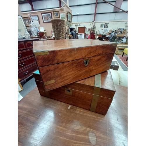 287 - Two 19th Century Travel Boxes and 2 other smaller Hardwood Boxes