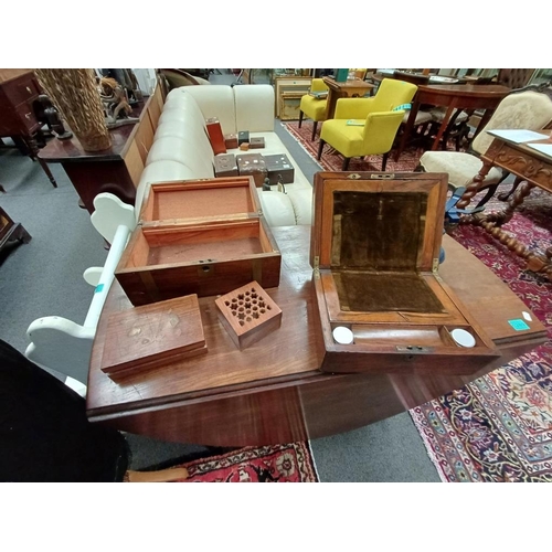 287 - Two 19th Century Travel Boxes and 2 other smaller Hardwood Boxes