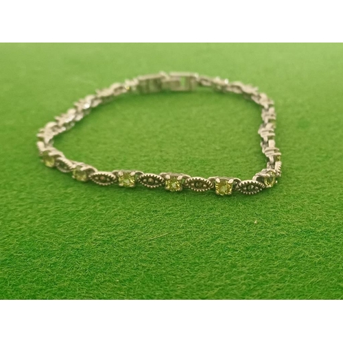 297 - Silver Peridot and Marasite Bracelet