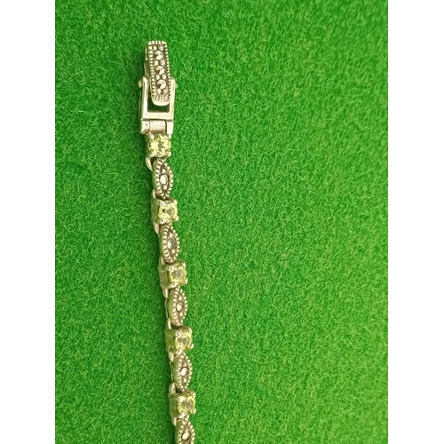 297 - Silver Peridot and Marasite Bracelet