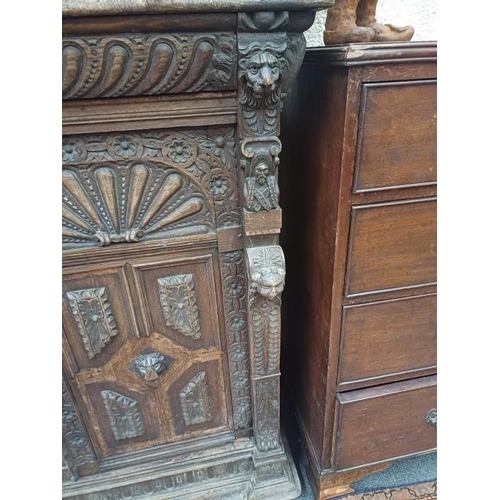 30 - 19th Century Carved Oak Court Cupboard