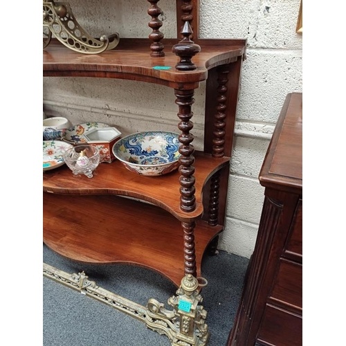 326 - Victorian Rosewood Open Display Stand with Bobbin Supports over 6 Shelves