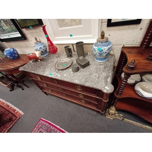 337 - 19th Century Marble Top Commode Chest of 3 Graduated Drawers - very good quality