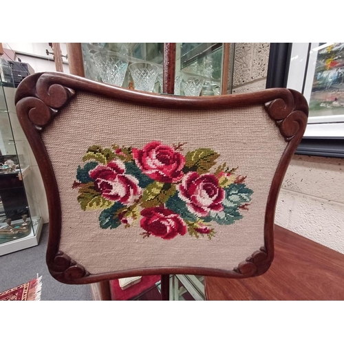 349 - Victorian Mahogany Pole Screen with Woolwork Tapestry Panel