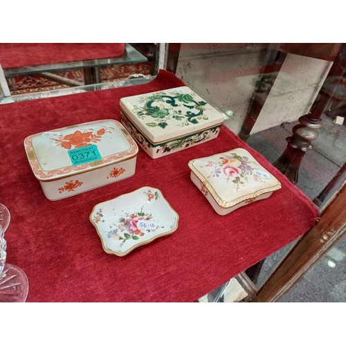 371 - Royal Crown Derby Trinket Box and Pin Tray, Mason's Trinket Box and a Herend Hand Painted Box