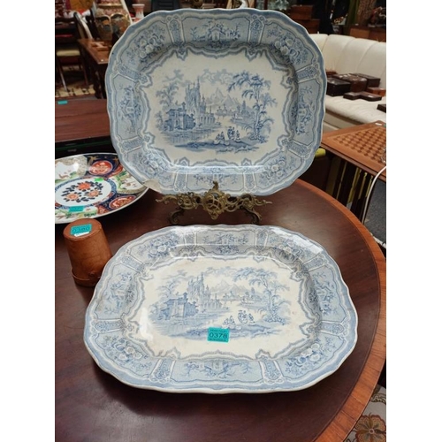 378 - Pair of Victorian Blue and White Porcelain Platters