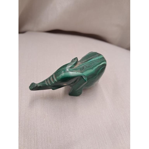 398 - Small Malachite Elephant Figure (7cm Long)