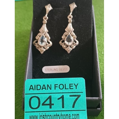 417 - Silver Topaz and Marcasite Earrings